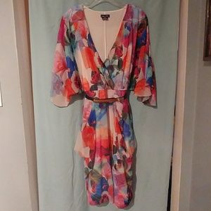 City Chic Floral chiffon faux-wrap dress - L/20 W